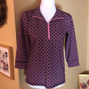 TALBOTS Size S P T by Talbots UPF 50+Protection 1/3 Zip 2/3 Sleeve Print $69 NEW